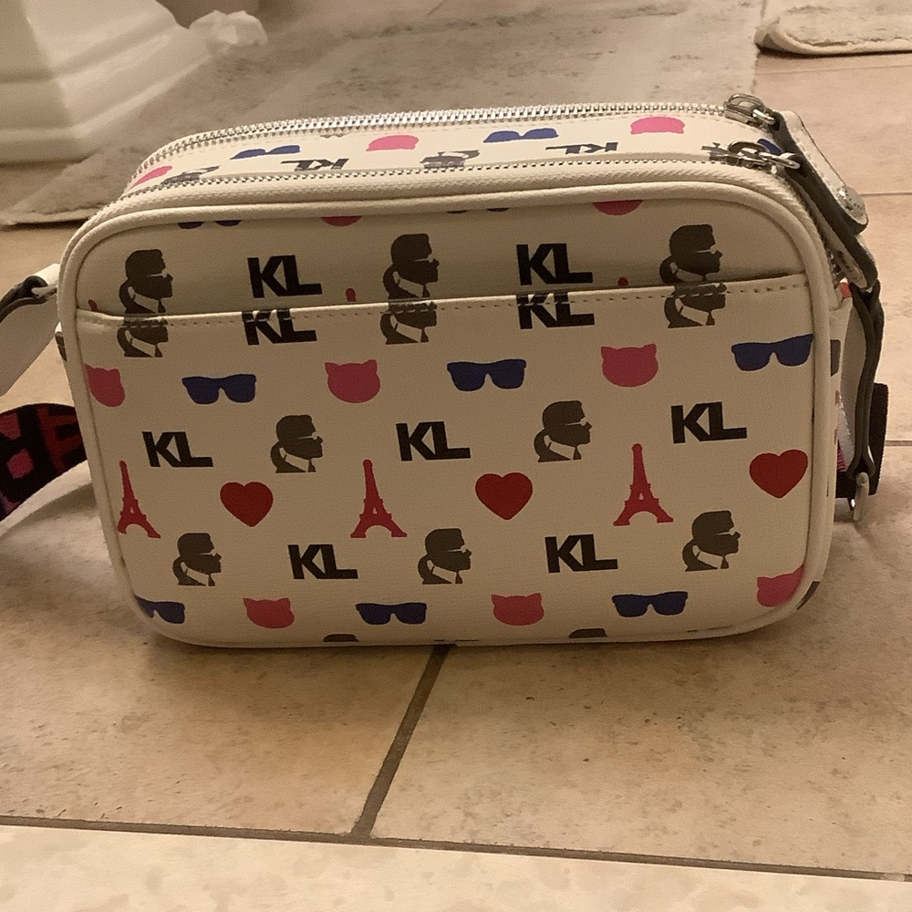 Karl Lagerfeld leather Camera/ Crossbody Bag with Colorful Strap